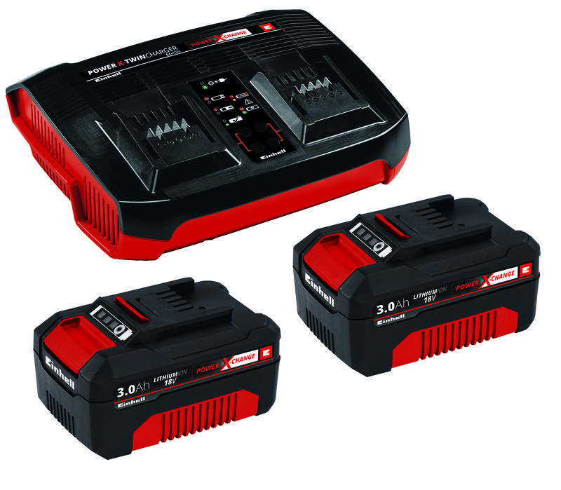 Baterie a nabíječka Power X-Change 2x 3,0 Ah & Twincharger Kit Einhell