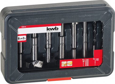 Sada Forstnerových vrtáků (sukovníků) 6 ks + 2 ks vrtáků KWB